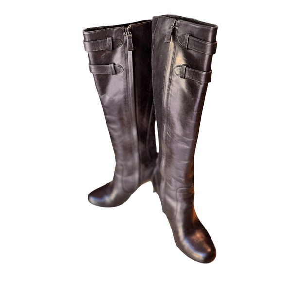 Cole Haan Poppy Bit Boots Black Leather Tall Equestrian Heeled Boots Size 6B NIB - Picture 3 of 8